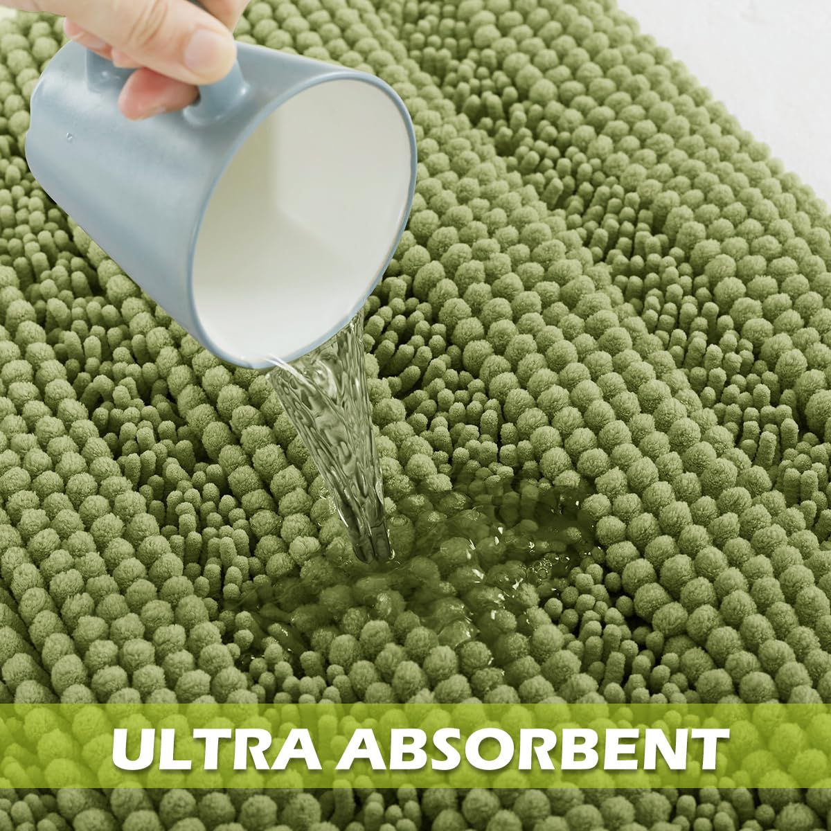 Bath Rugs - Soft Large Bathroom Rugs Floor Cover Water Absorbent Bath Mat Quick Drying Chenile Bathtub Shower Carpet For Toilet